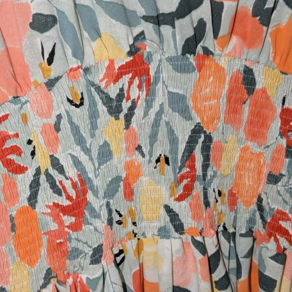 Not Available Entro Floral Maxi Dress Small Boho Ruched Waist Elastic - Picture 6 of 9